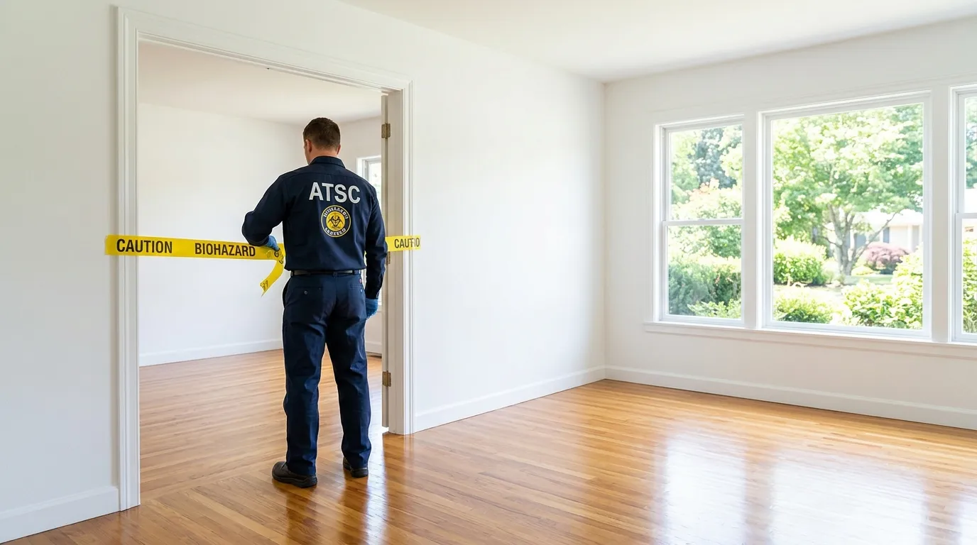 Certified biohazard cleanup crew performing Trauma Scene Cleanup in Cheshire Village
